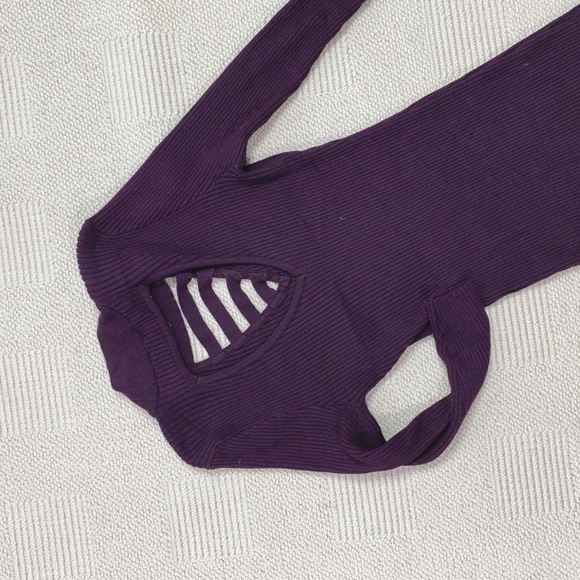 Burgundy Maroon Midi Sweater Dress with side slit - Picture 5 of 7